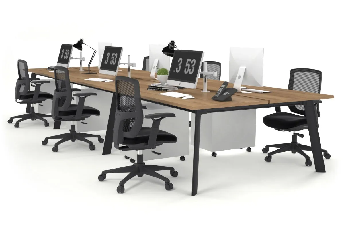 Switch - 6 Person Workstation Black Frame [1200L x 800W with Cable Scallop]