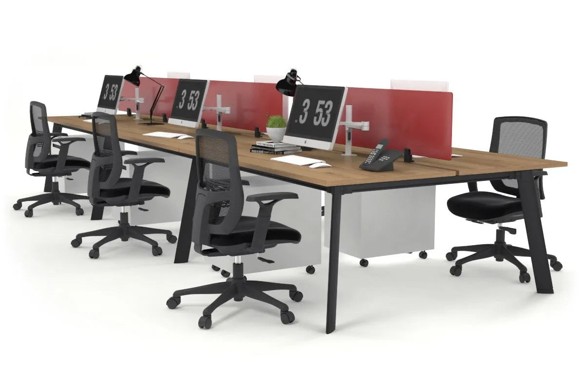 Switch - 6 Person Workstation Black Frame [1200L x 800W with Cable Scallop]