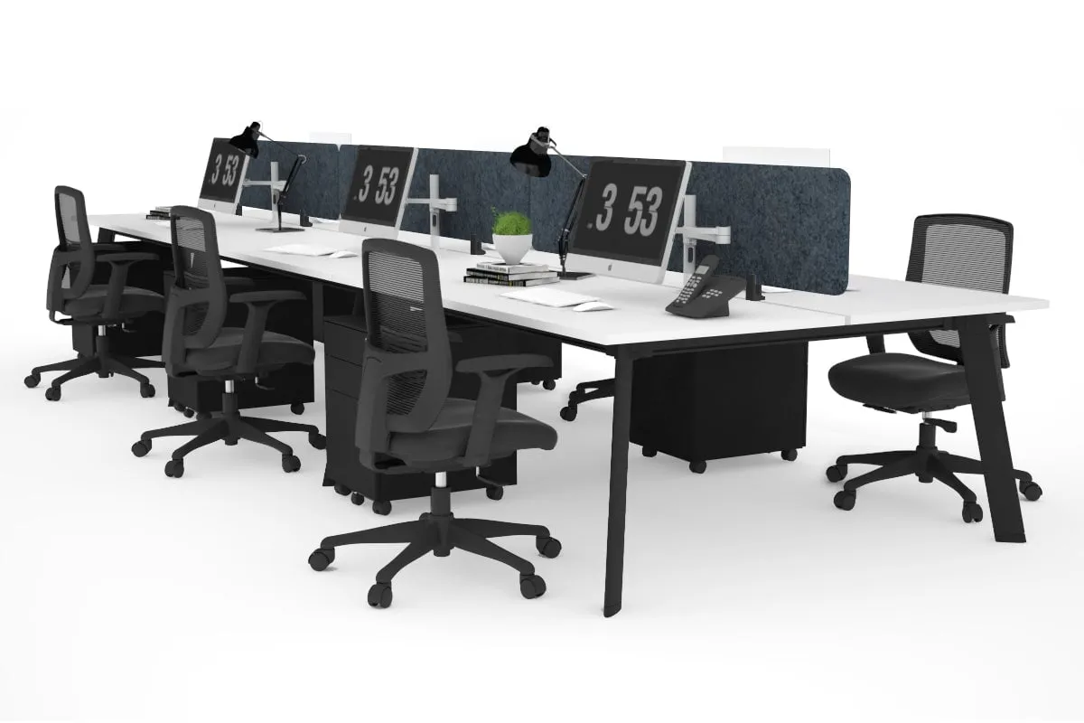 Switch - 6 Person Workstation Black Frame [1200L x 800W with Cable Scallop]