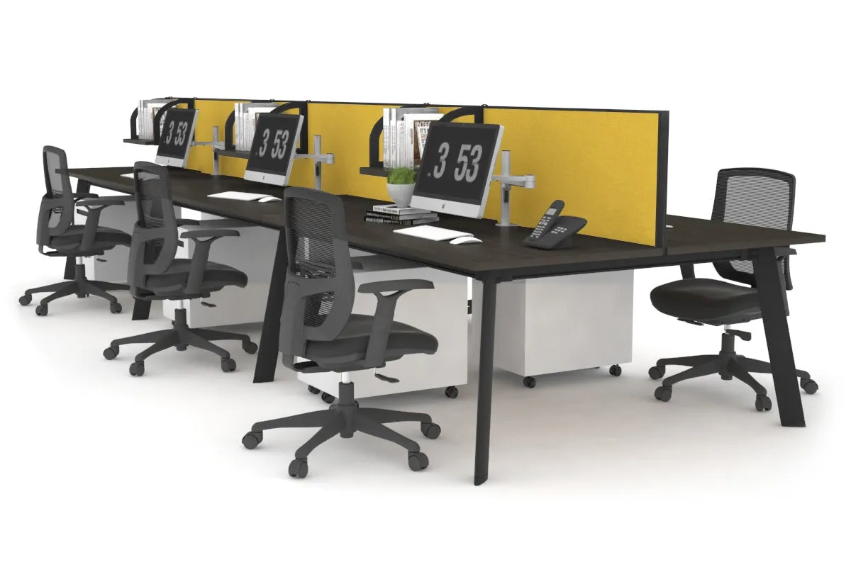 Switch - 6 Person Workstation Black Frame [1200L x 800W with Cable Scallop]