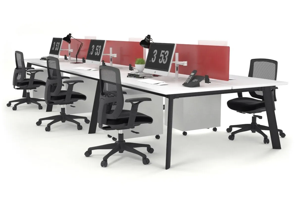 Switch - 6 Person Workstation Black Frame [1200L x 800W with Cable Scallop]