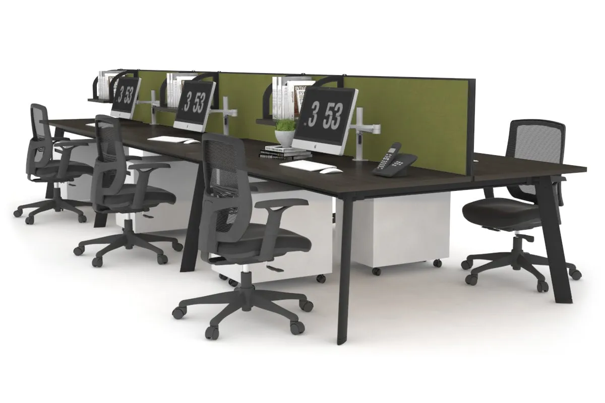 Switch - 6 Person Workstation Black Frame [1200L x 800W with Cable Scallop]