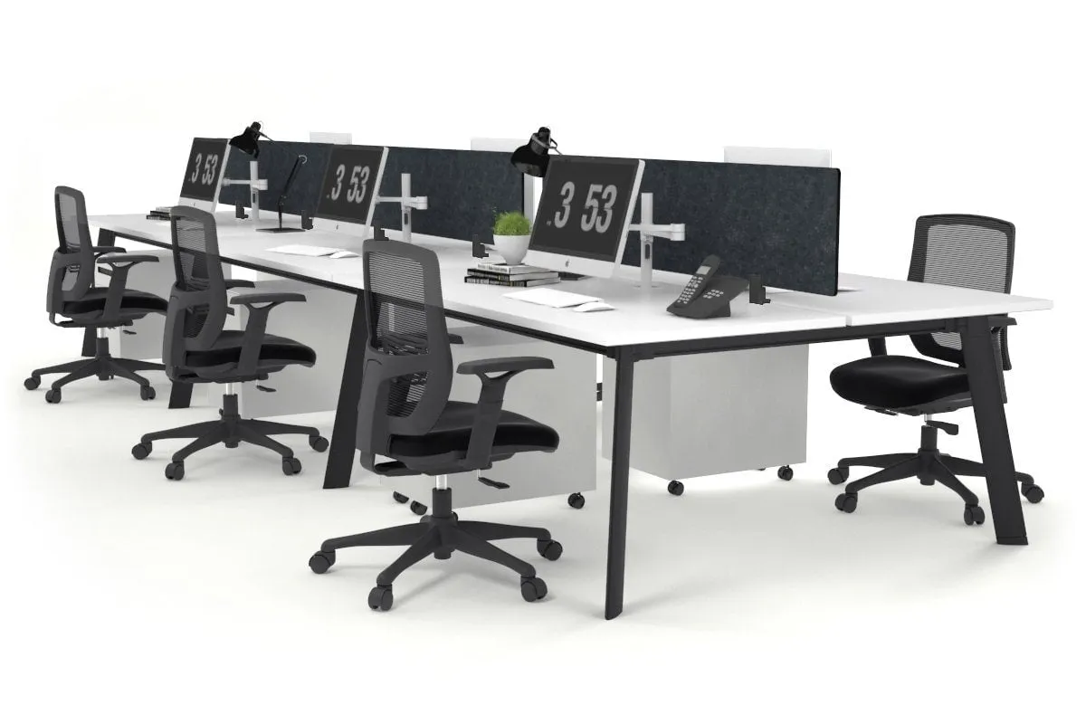 Switch - 6 Person Workstation Black Frame [1200L x 800W with Cable Scallop]