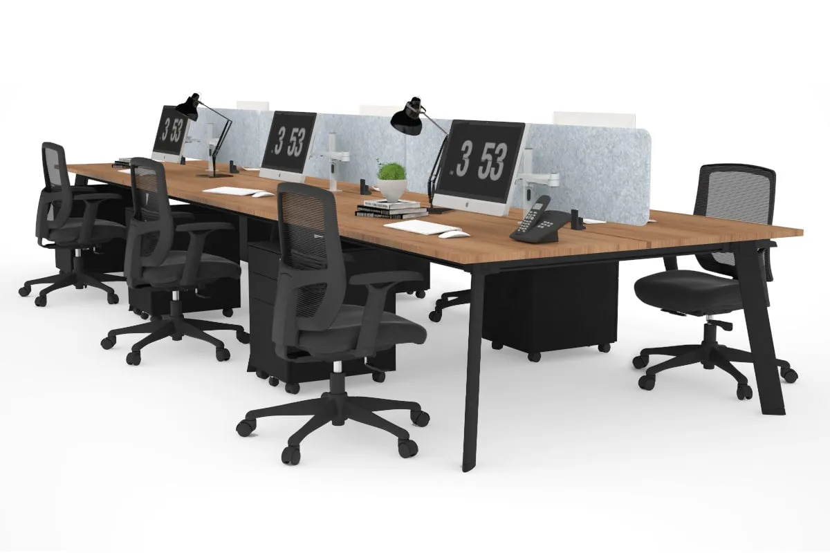 Switch - 6 Person Workstation Black Frame [1200L x 800W with Cable Scallop]