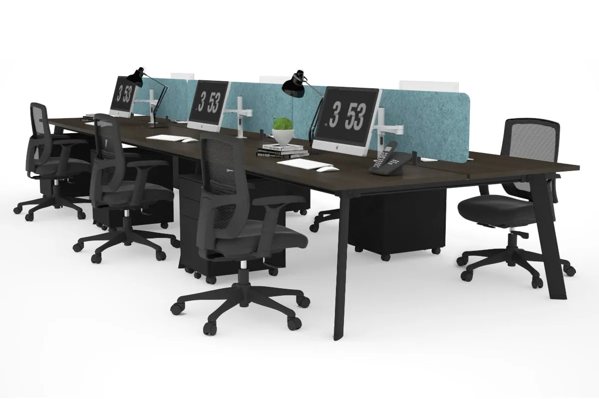 Switch - 6 Person Workstation Black Frame [1200L x 800W with Cable Scallop]