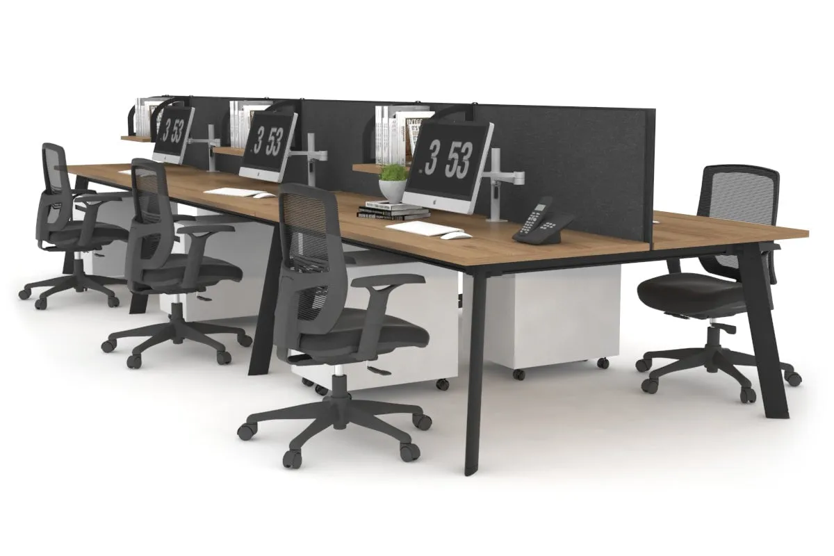 Switch - 6 Person Workstation Black Frame [1200L x 800W with Cable Scallop]