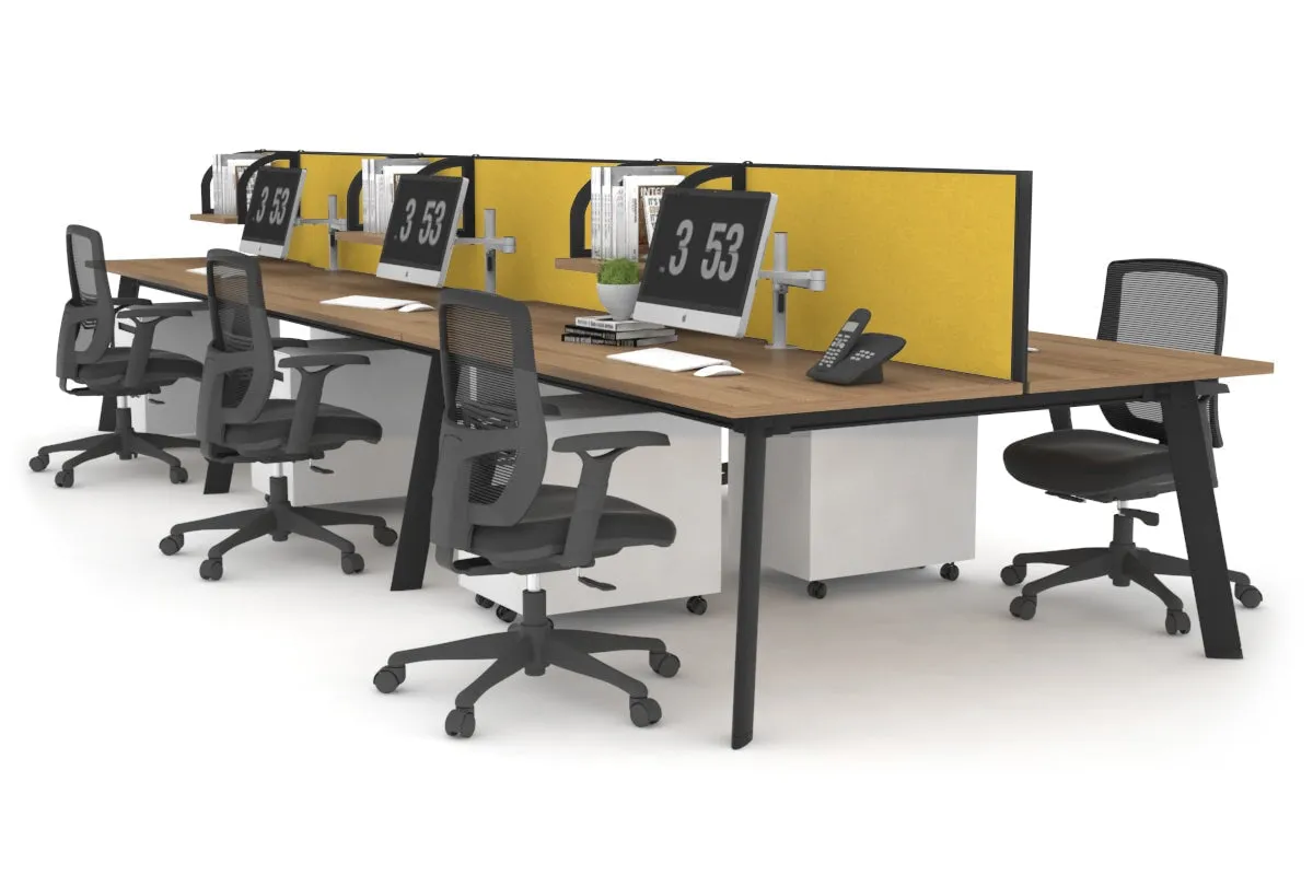 Switch - 6 Person Workstation Black Frame [1200L x 800W with Cable Scallop]