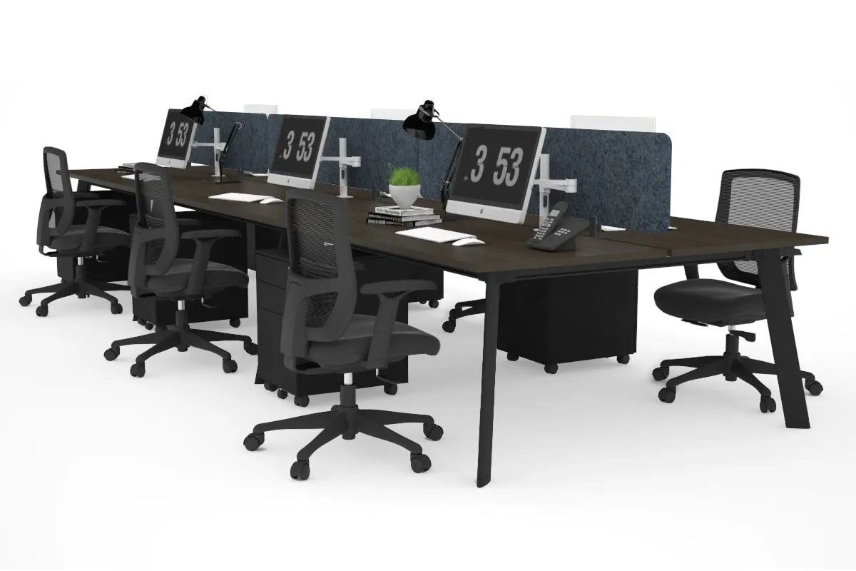 Switch - 6 Person Workstation Black Frame [1200L x 800W with Cable Scallop]