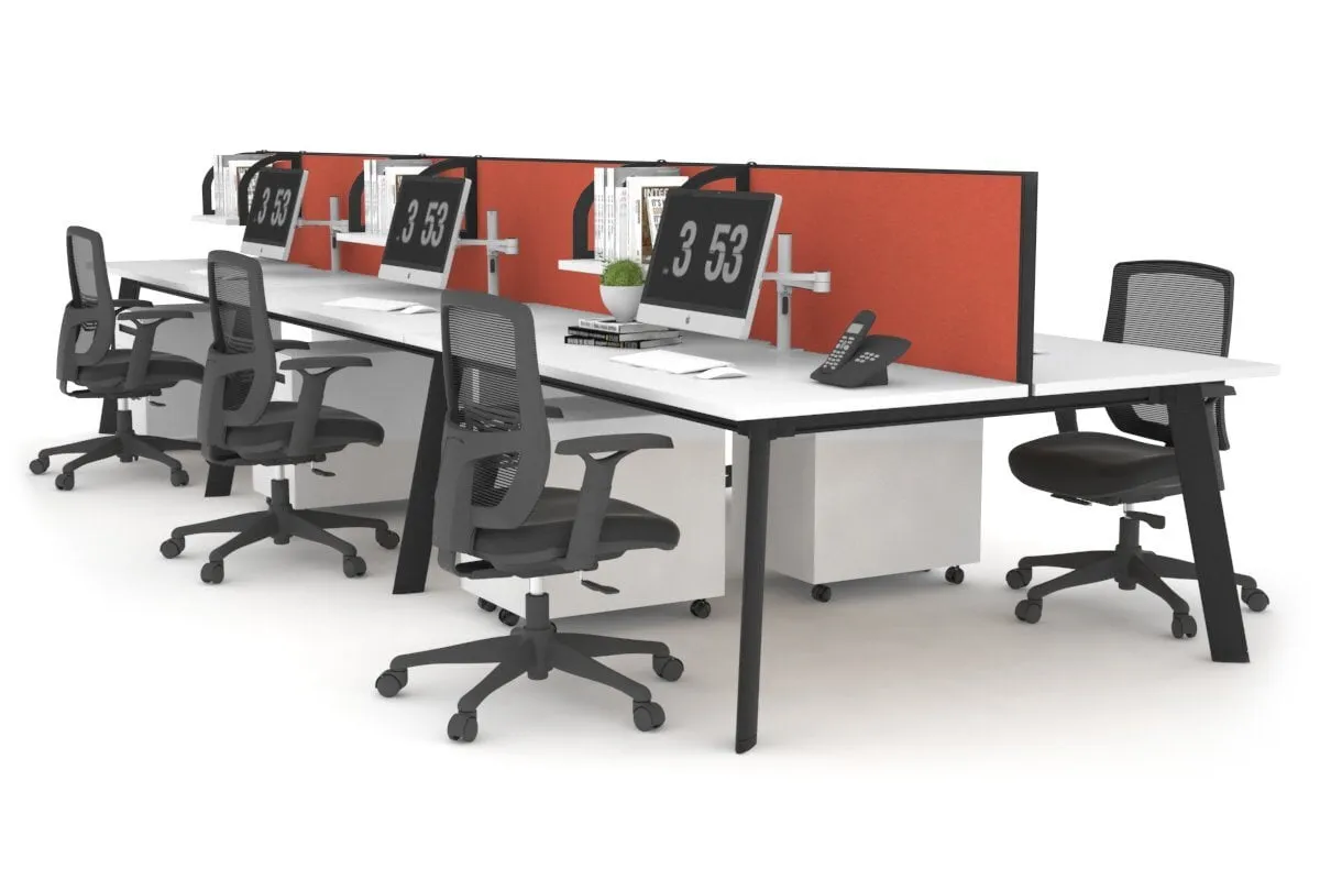 Switch - 6 Person Workstation Black Frame [1200L x 800W with Cable Scallop]
