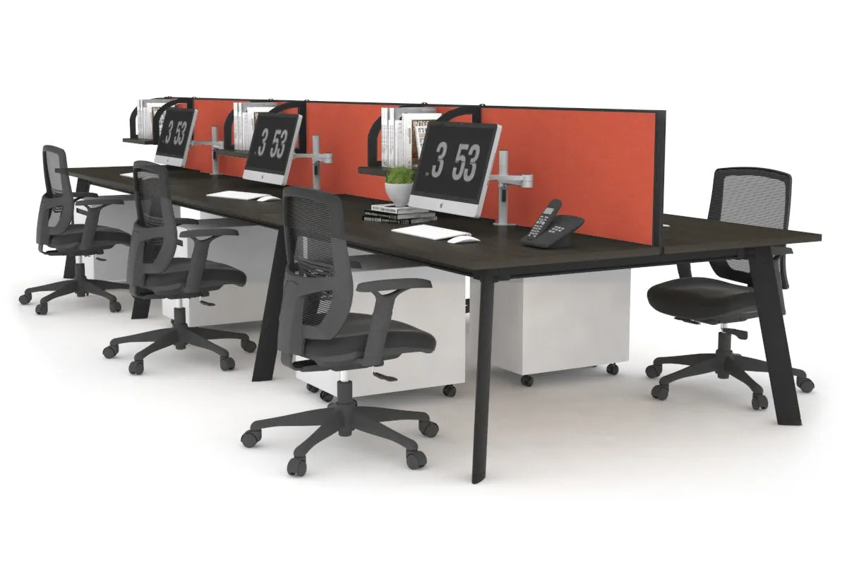 Switch - 6 Person Workstation Black Frame [1200L x 800W with Cable Scallop]