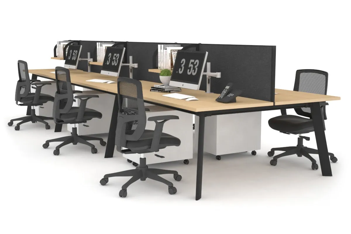 Switch - 6 Person Workstation Black Frame [1200L x 800W with Cable Scallop]