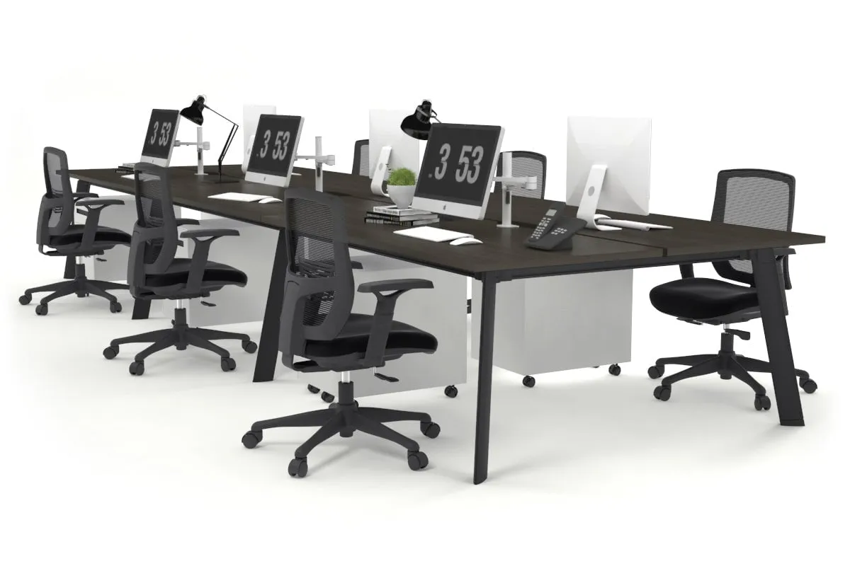Switch - 6 Person Workstation Black Frame [1200L x 800W with Cable Scallop]
