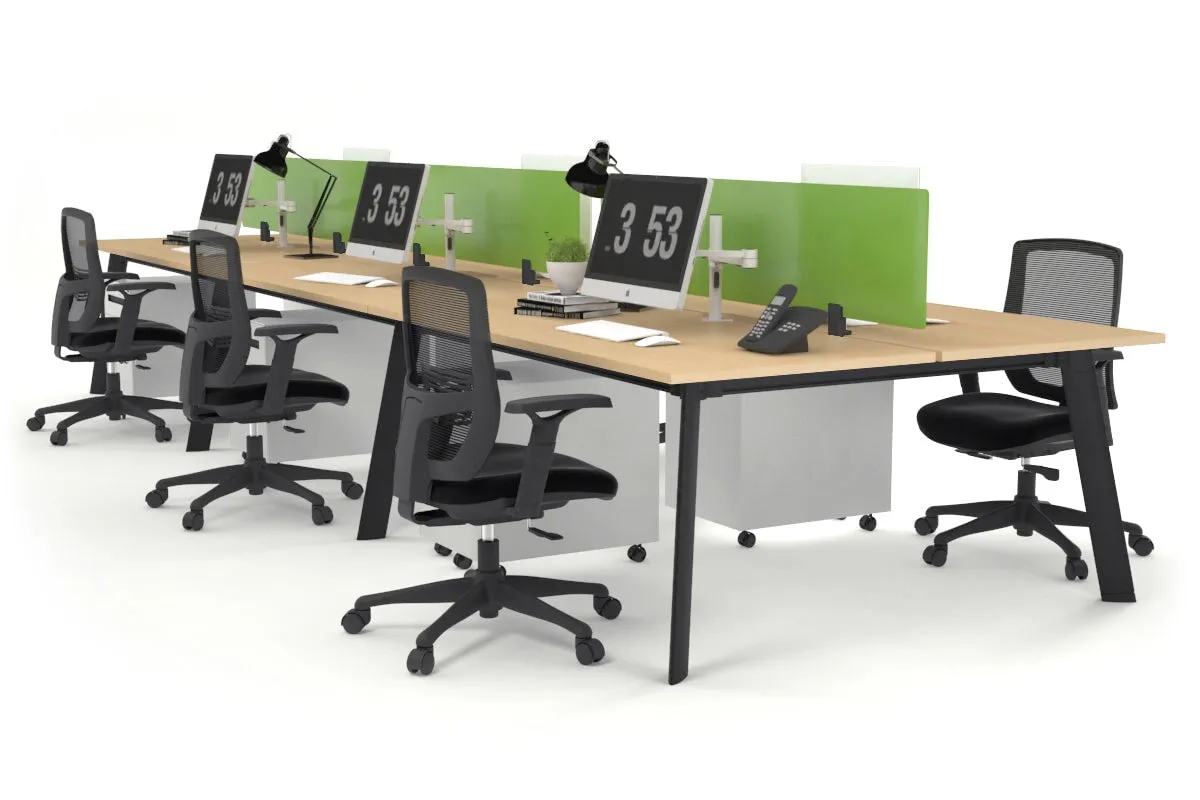 Switch - 6 Person Workstation Black Frame [1200L x 800W with Cable Scallop]