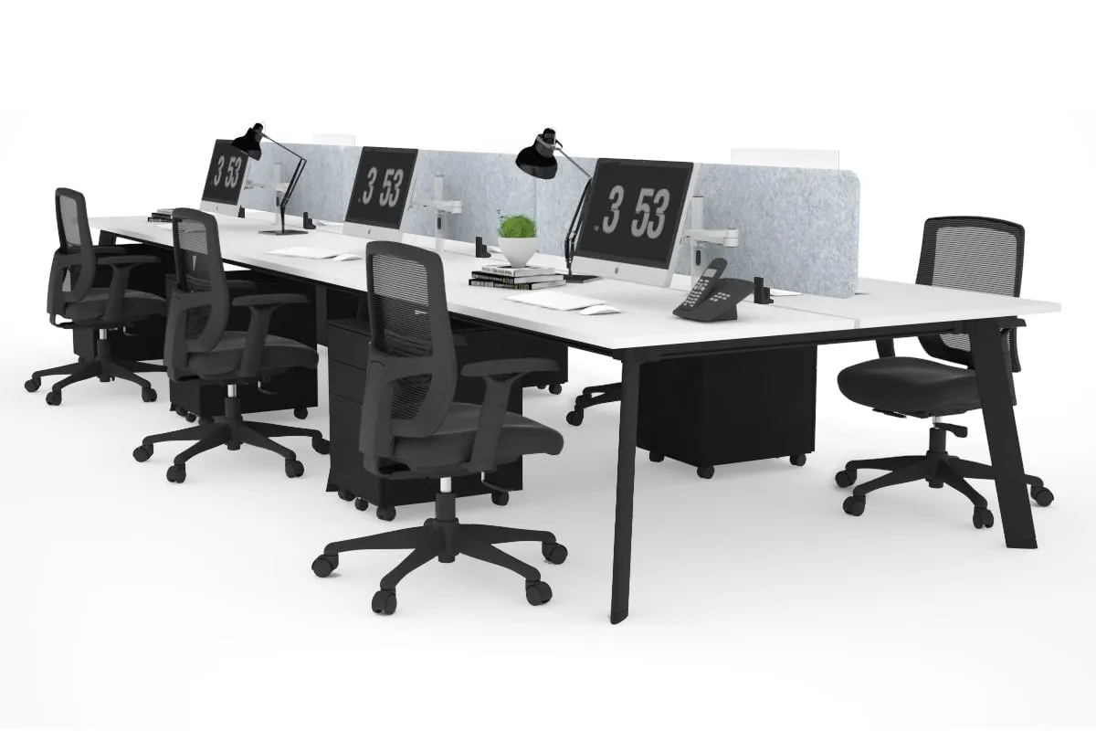Switch - 6 Person Workstation Black Frame [1200L x 800W with Cable Scallop]