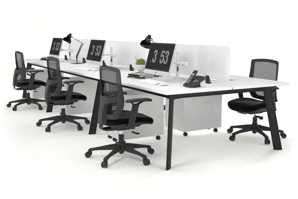 Switch - 6 Person Workstation Black Frame [1200L x 800W with Cable Scallop]