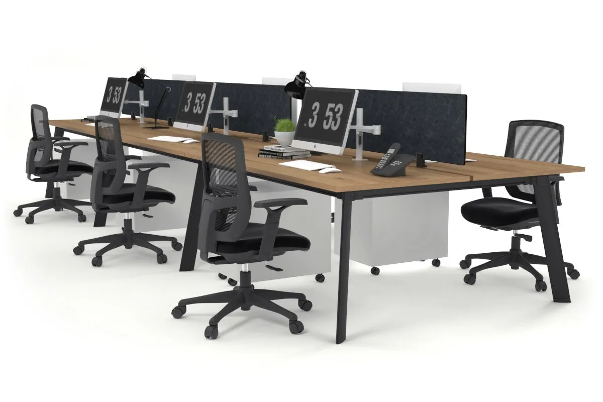 Switch - 6 Person Workstation Black Frame [1200L x 800W with Cable Scallop]
