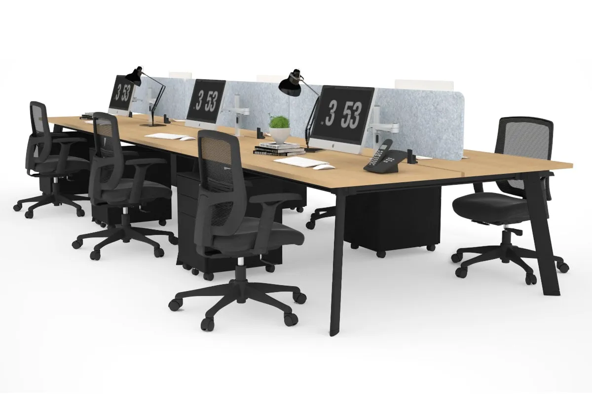 Switch - 6 Person Workstation Black Frame [1200L x 800W with Cable Scallop]