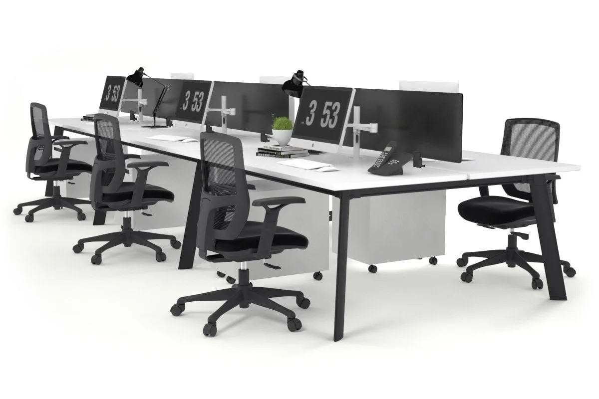 Switch - 6 Person Workstation Black Frame [1200L x 800W with Cable Scallop]