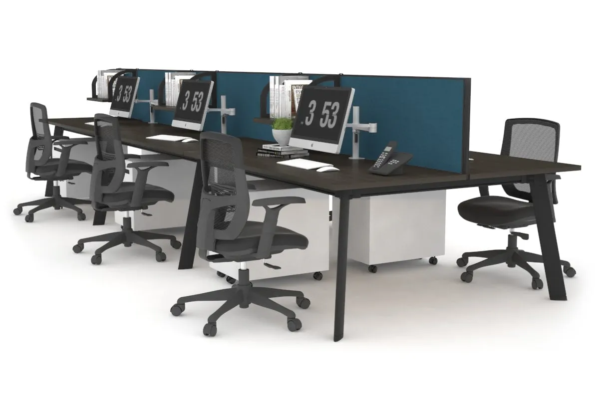 Switch - 6 Person Workstation Black Frame [1200L x 800W with Cable Scallop]