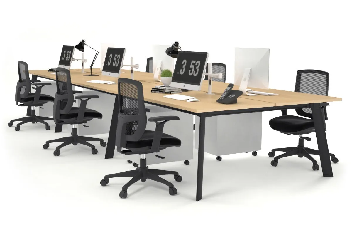 Switch - 6 Person Workstation Black Frame [1200L x 800W with Cable Scallop]
