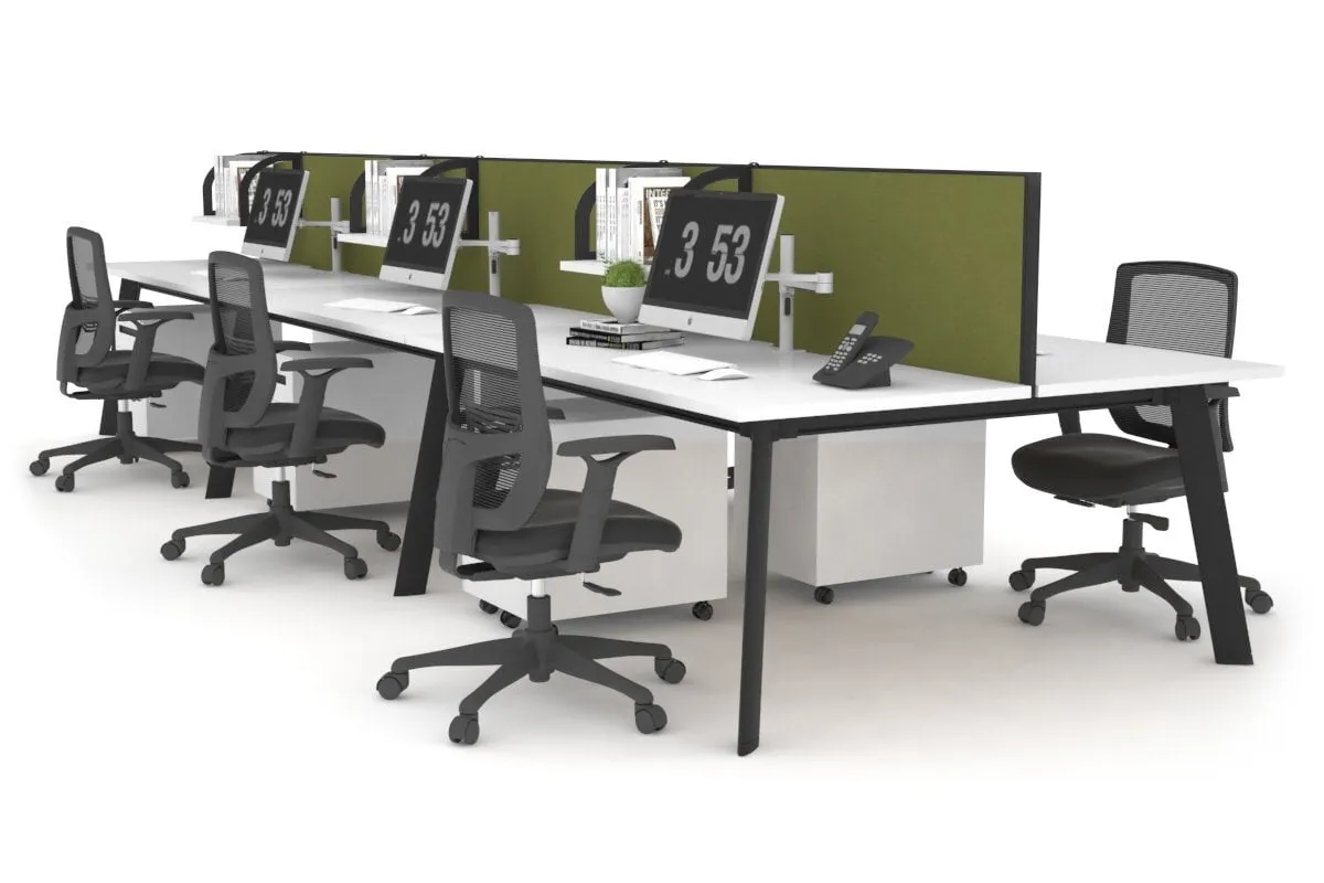 Switch - 6 Person Workstation Black Frame [1200L x 800W with Cable Scallop]