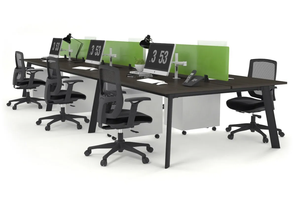 Switch - 6 Person Workstation Black Frame [1200L x 800W with Cable Scallop]