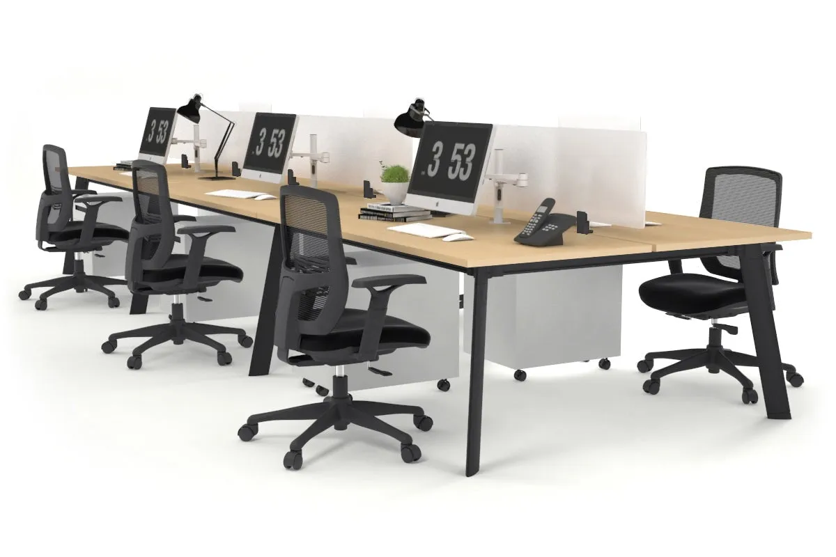 Switch - 6 Person Workstation Black Frame [1200L x 800W with Cable Scallop]