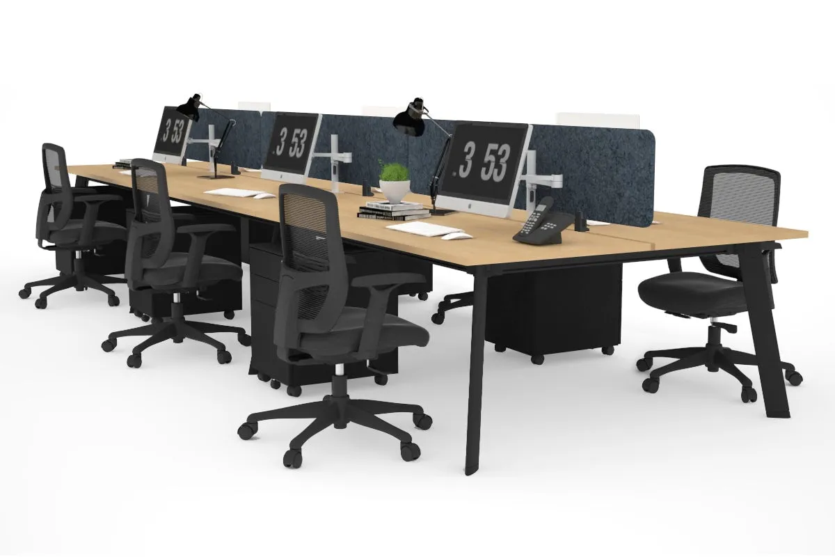 Switch - 6 Person Workstation Black Frame [1200L x 800W with Cable Scallop]