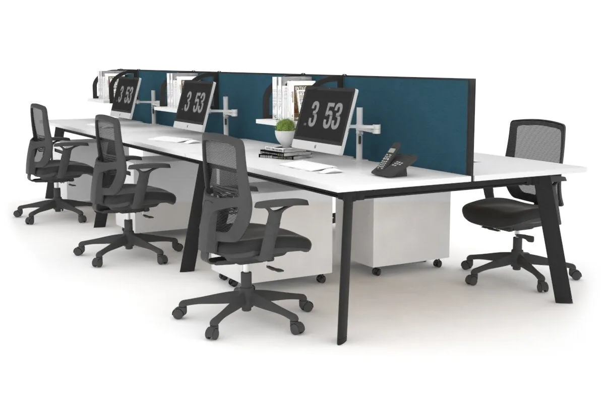 Switch - 6 Person Workstation Black Frame [1200L x 800W with Cable Scallop]