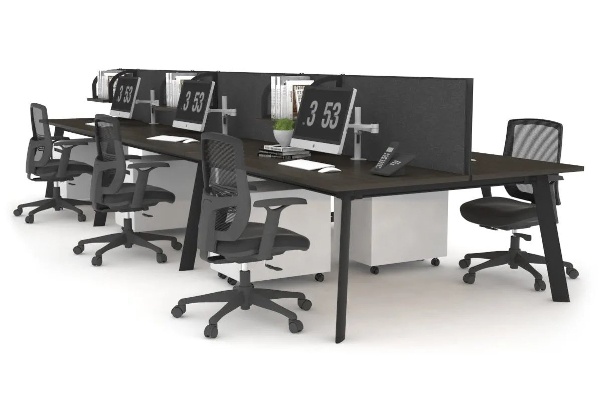 Switch - 6 Person Workstation Black Frame [1200L x 800W with Cable Scallop]