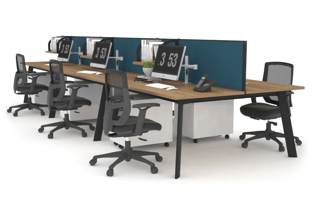 Switch - 6 Person Workstation Black Frame [1200L x 800W with Cable Scallop]