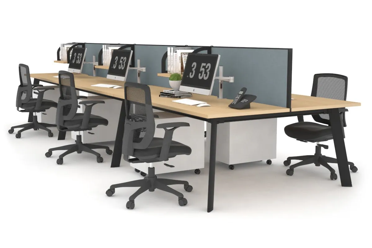 Switch - 6 Person Workstation Black Frame [1200L x 800W with Cable Scallop]