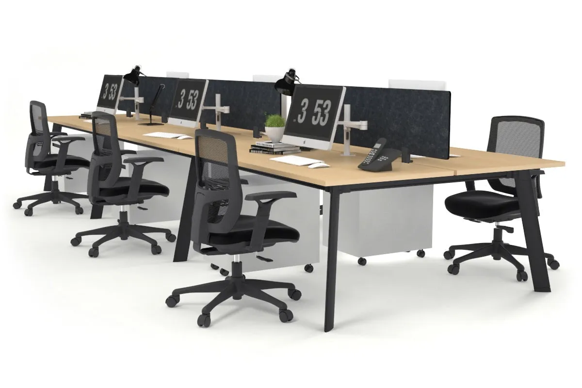 Switch - 6 Person Workstation Black Frame [1200L x 800W with Cable Scallop]