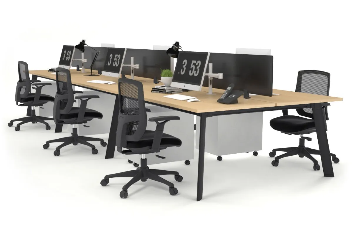 Switch - 6 Person Workstation Black Frame [1200L x 800W with Cable Scallop]