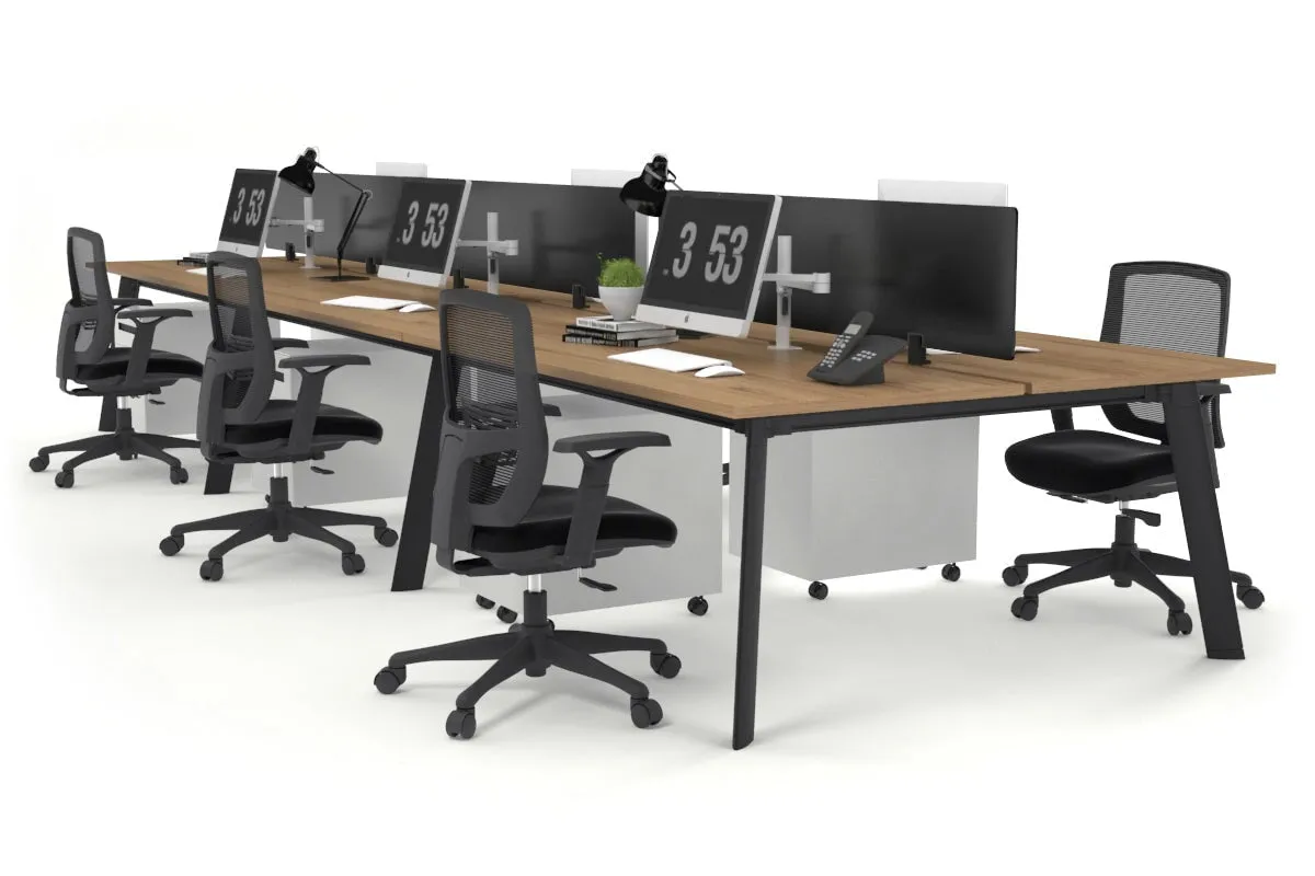 Switch - 6 Person Workstation Black Frame [1200L x 800W with Cable Scallop]