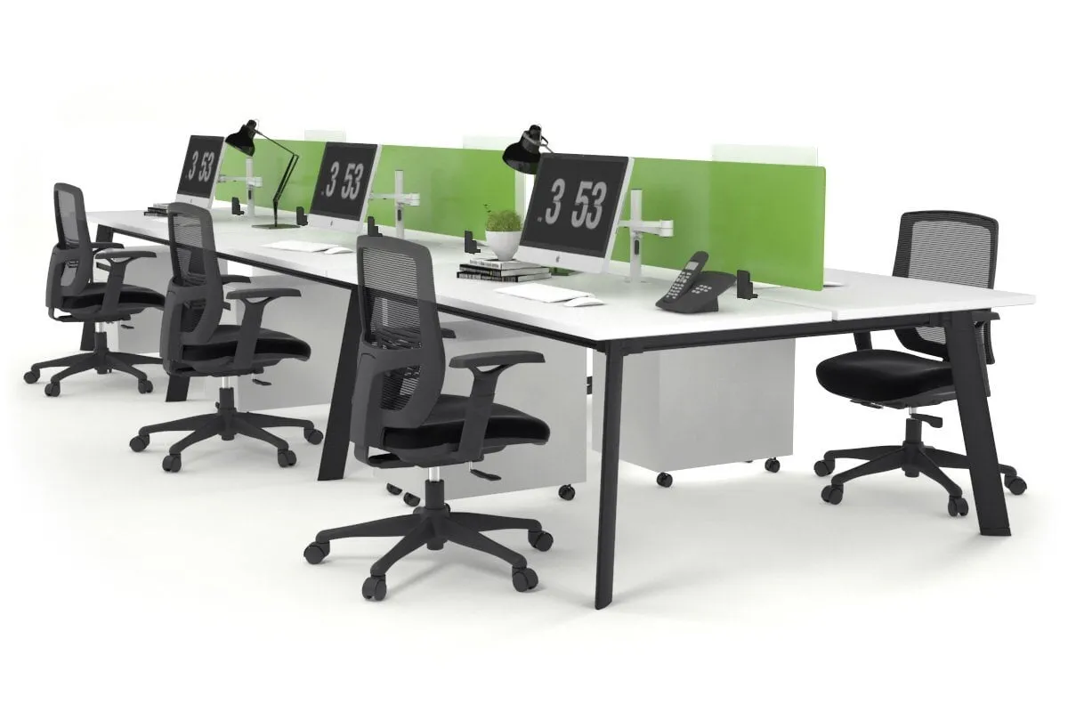 Switch - 6 Person Workstation Black Frame [1200L x 800W with Cable Scallop]