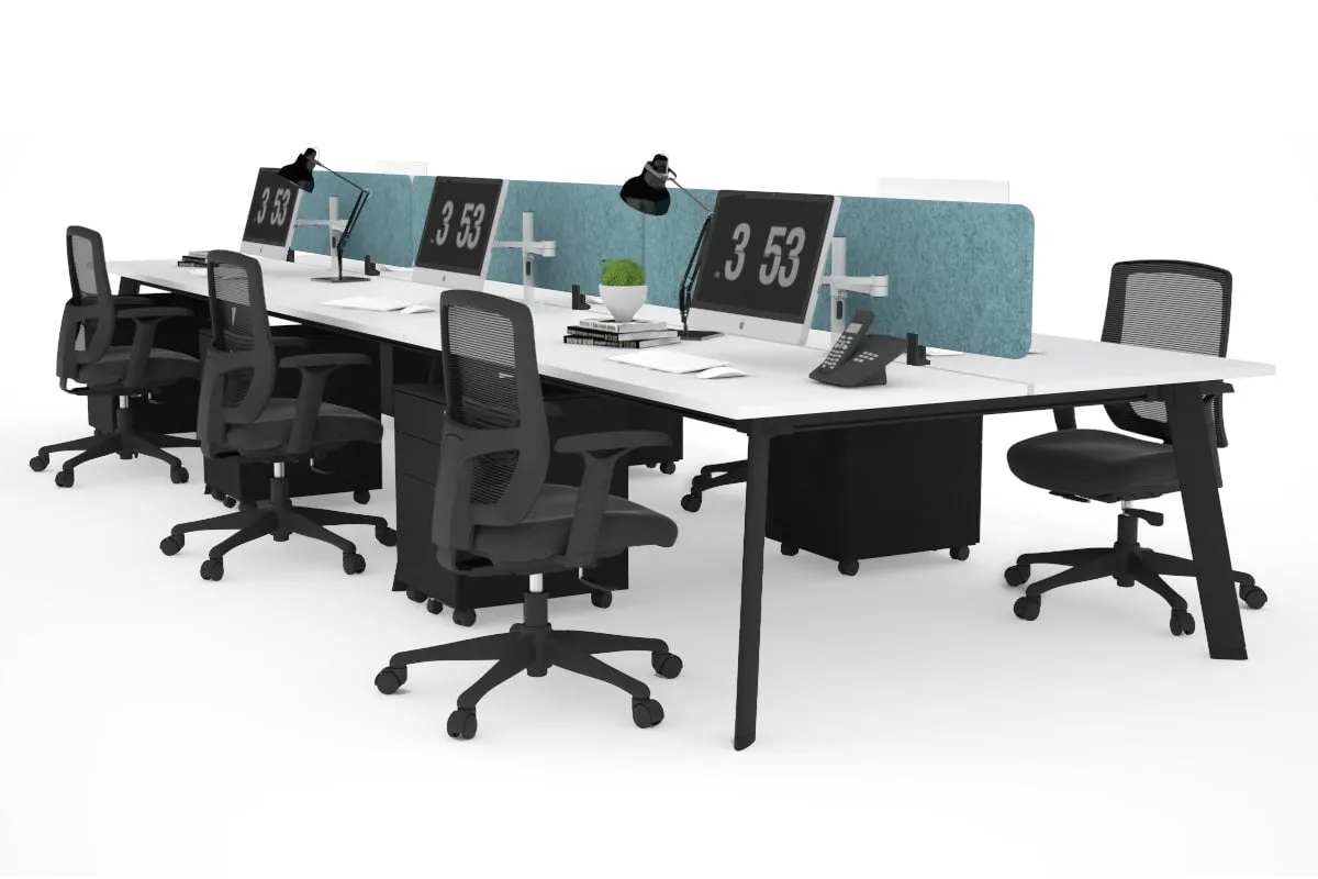 Switch - 6 Person Workstation Black Frame [1200L x 800W with Cable Scallop]