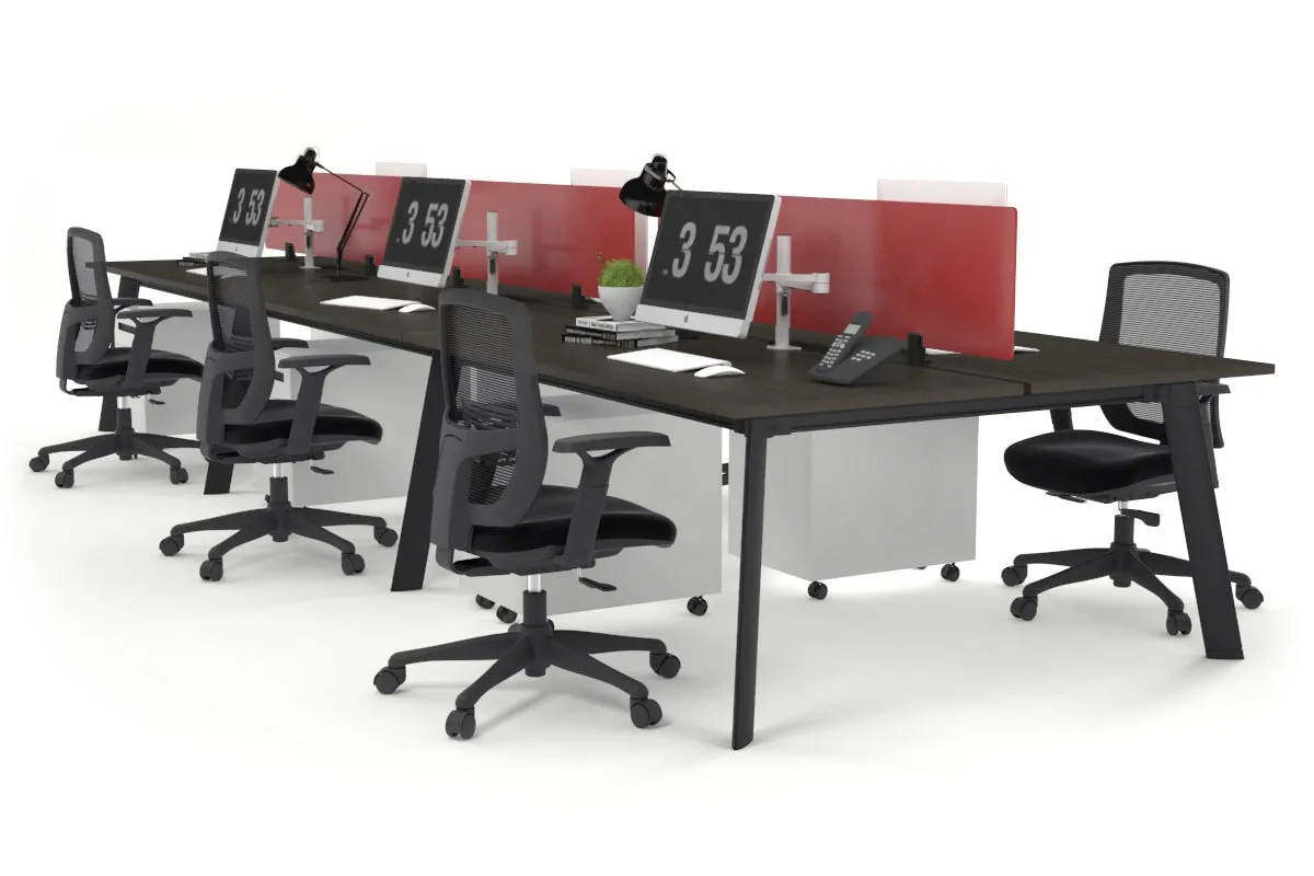 Switch - 6 Person Workstation Black Frame [1200L x 800W with Cable Scallop]