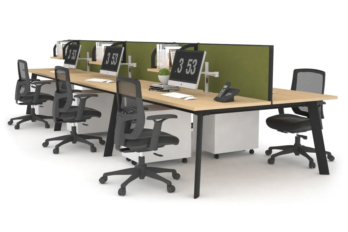 Switch - 6 Person Workstation Black Frame [1200L x 800W with Cable Scallop]