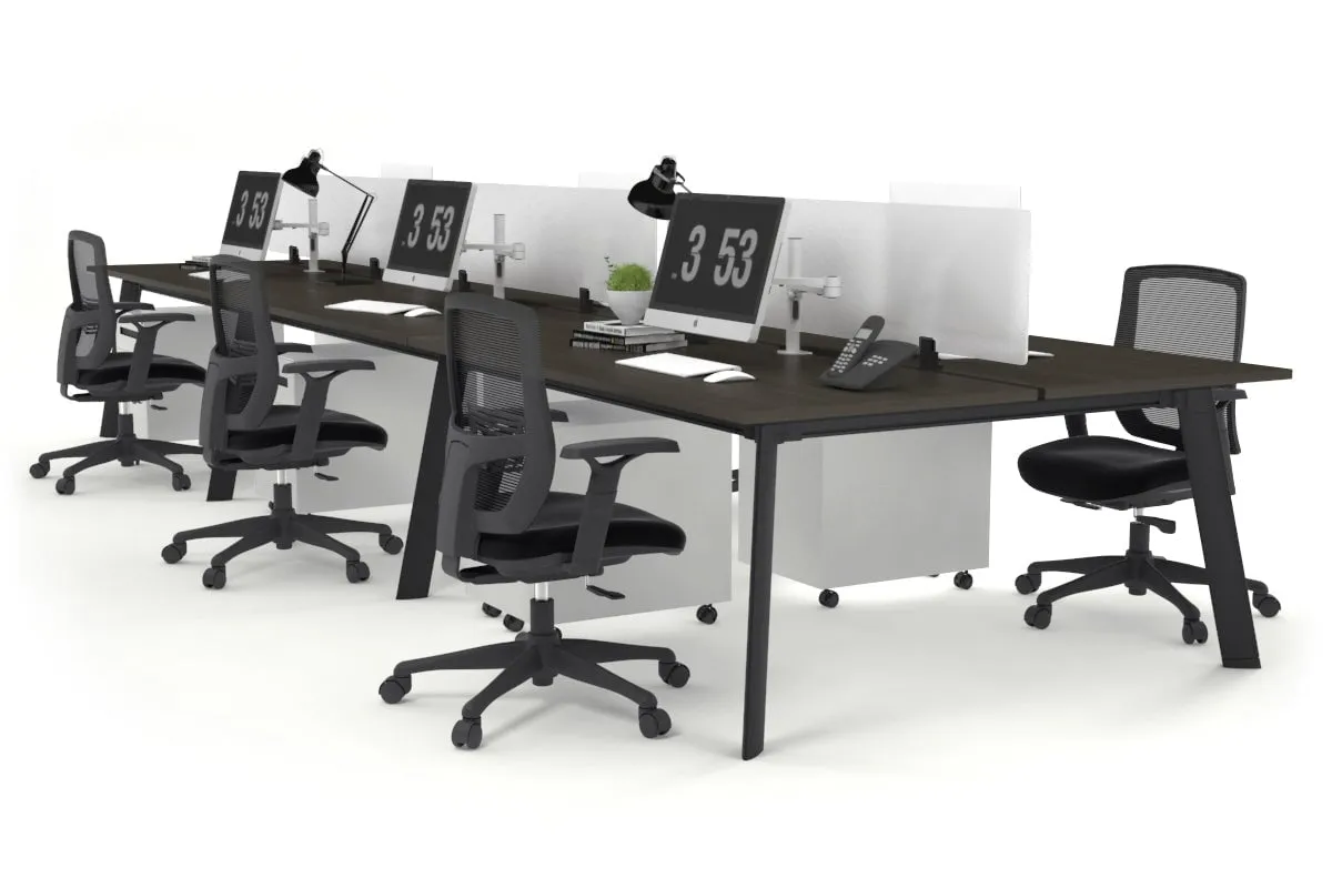 Switch - 6 Person Workstation Black Frame [1200L x 800W with Cable Scallop]