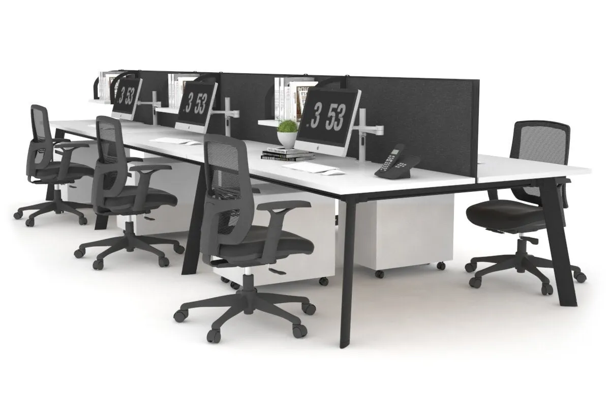 Switch - 6 Person Workstation Black Frame [1200L x 800W with Cable Scallop]