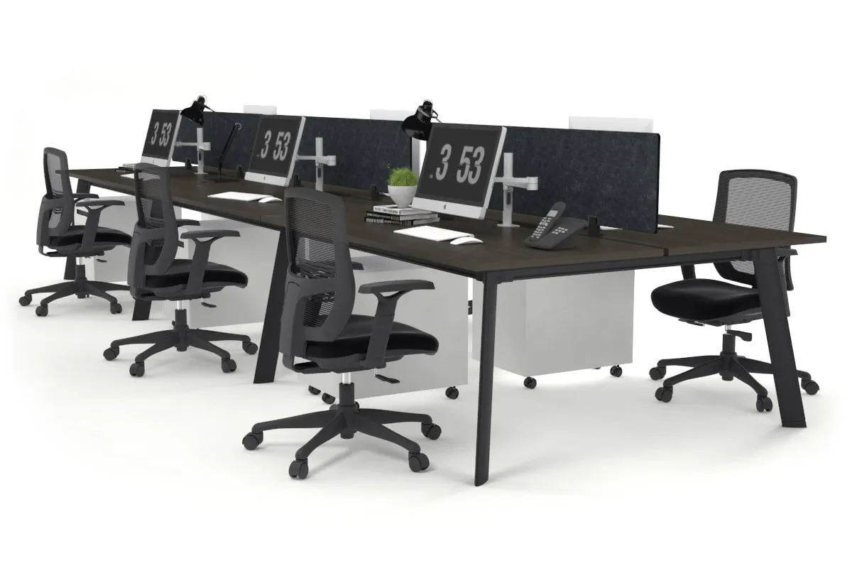 Switch - 6 Person Workstation Black Frame [1200L x 800W with Cable Scallop]