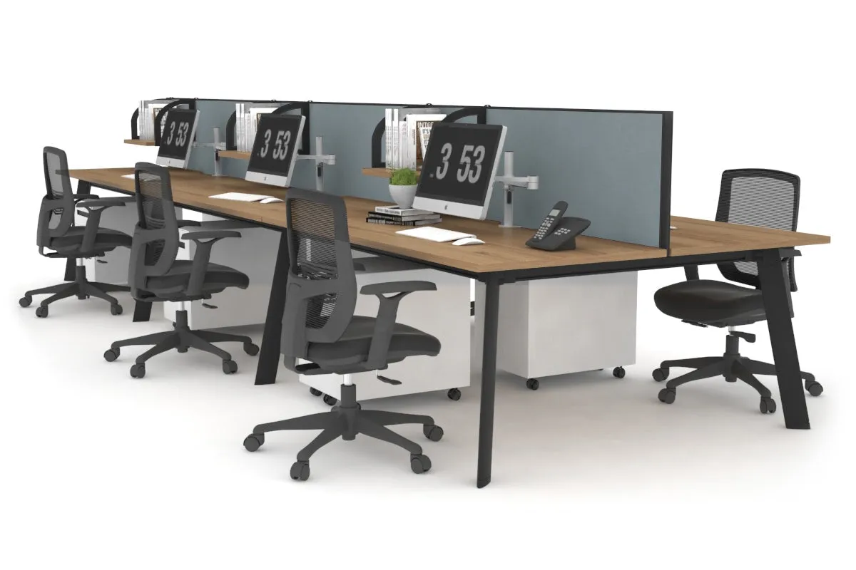 Switch - 6 Person Workstation Black Frame [1200L x 800W with Cable Scallop]