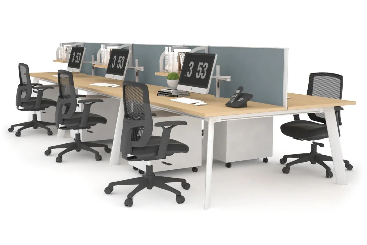Switch - 6 Person Workstation White Frame [1200L x 700W]