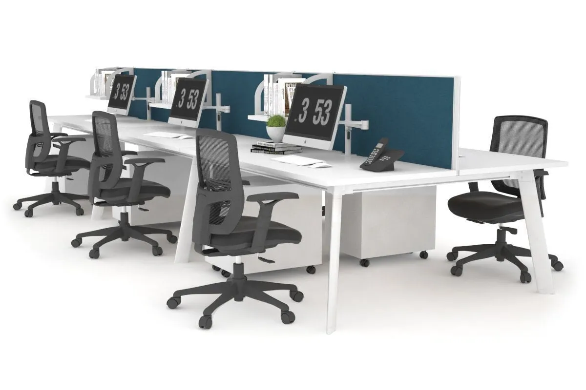 Switch - 6 Person Workstation White Frame [1200L x 700W]