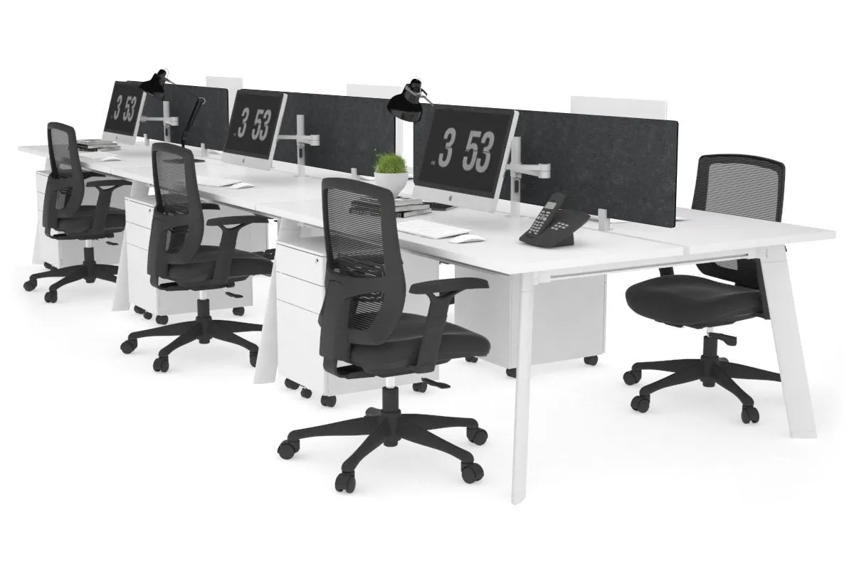 Switch - 6 Person Workstation White Frame [1200L x 700W]