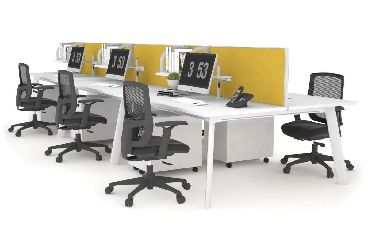 Switch - 6 Person Workstation White Frame [1200L x 700W]