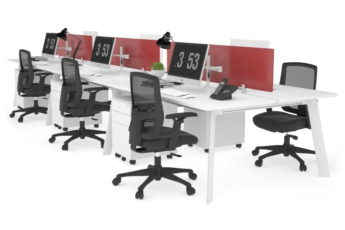 Switch - 6 Person Workstation White Frame [1200L x 700W]