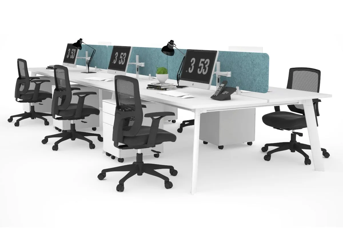 Switch - 6 Person Workstation White Frame [1200L x 700W]