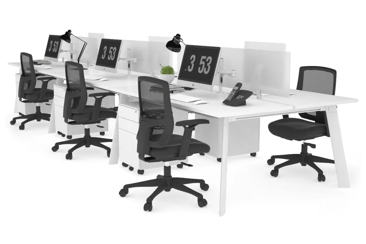 Switch - 6 Person Workstation White Frame [1200L x 700W]
